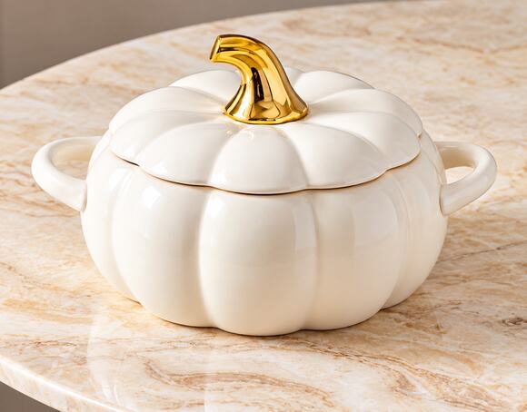 Pfaltzgraff Other - Pfaltzgraff White Pumpkin Casserole 2 Qt NIB | Fall Cottagecore Harvest Elegance